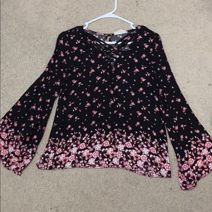 Floral Bell Sleeve Blouse